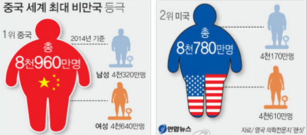 중국과 미국의 비만 인구
