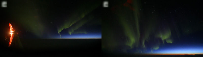 비행기에서 본 오로라