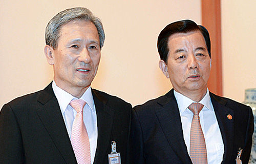 김관진 전 안보실장과 한민구 국방장관