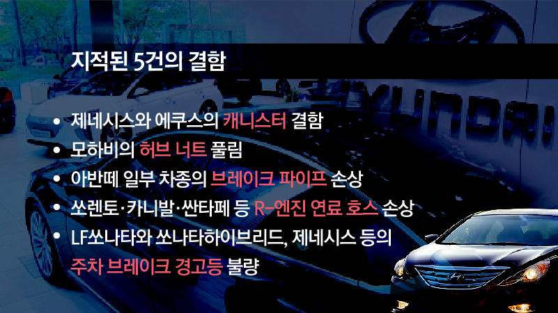지적된 5가지의 결함