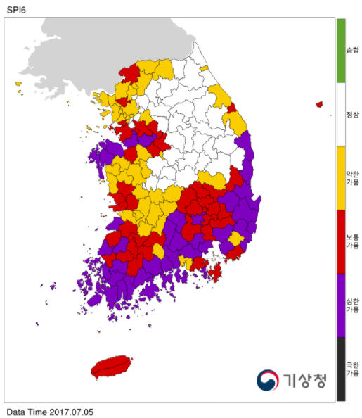 6개월 표준강수지수(7월 5일 현재)