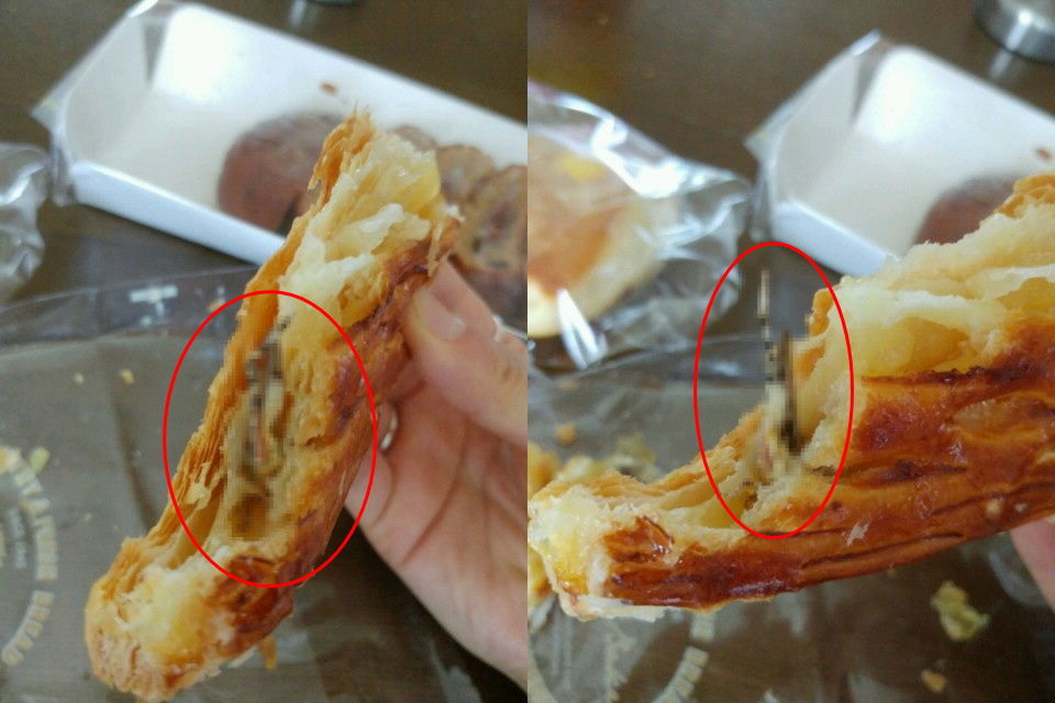 유명 브랜드 빵 먹다가... 빵속에서 여치가?