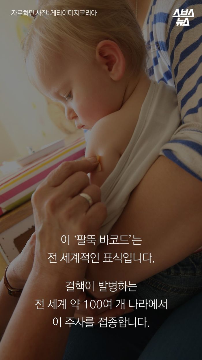 이 ‘팔뚝 바코드’는
전 세계적인 표식입니다.
결핵이 발병하는
전 세계 약 100여 개 나라에서
이 주사를 접종합니다.