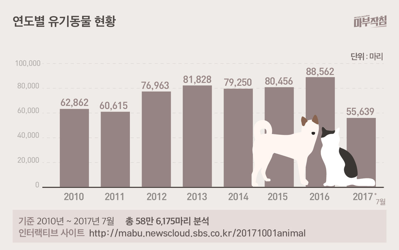 [마부작침] 유기동물 그래프_연도별 유기동물 현황