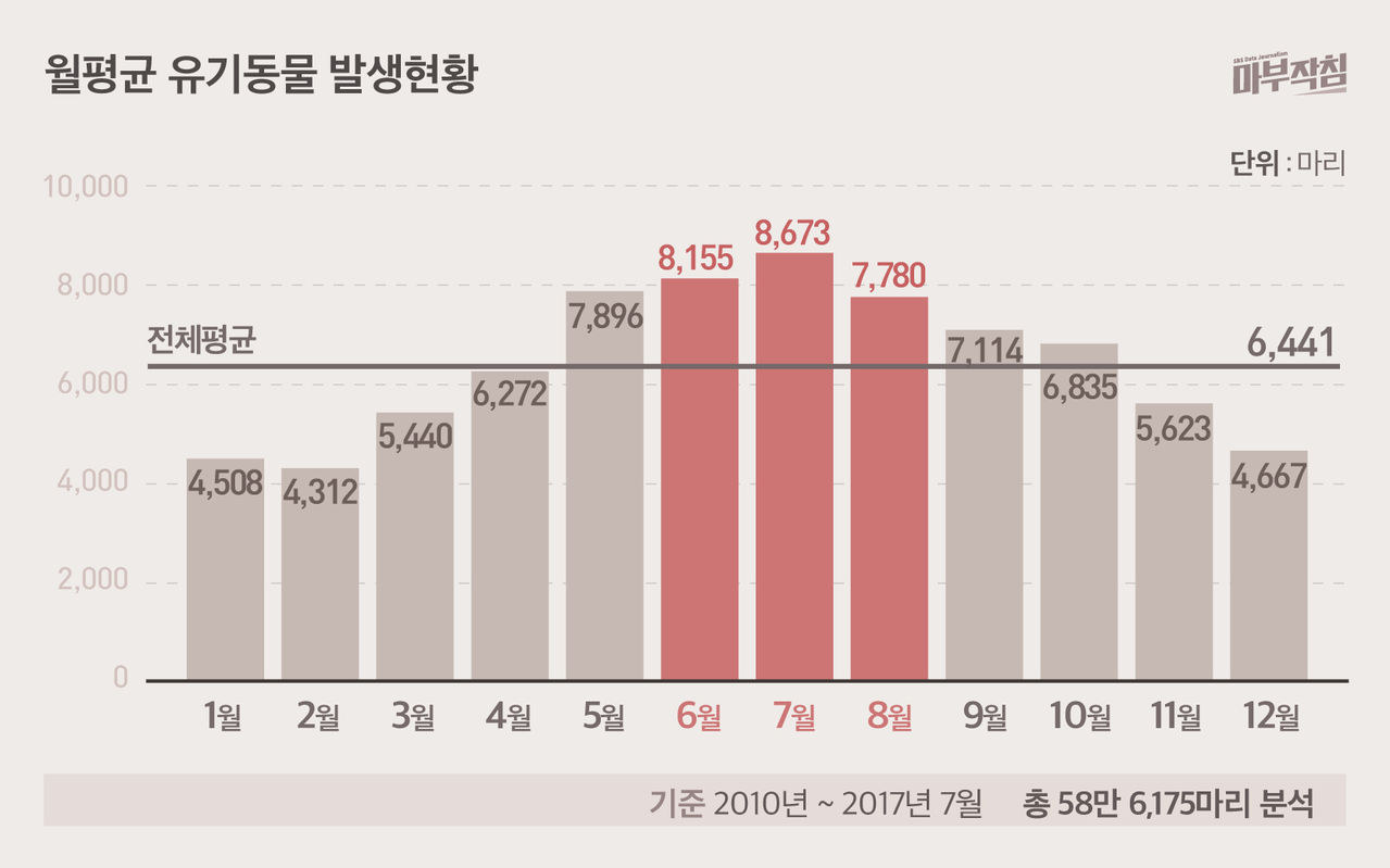 [마부작침] 유기동물 그래프_월평균 유기동물 발생현황