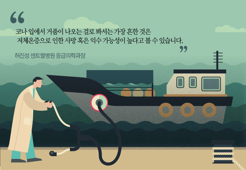 [허진성/센트럴병원 응급의학과장]
"코나 입에서 거품이 나오는 걸로 봐서는 가장 흔한 것은 저체온증으로 인한 사망 혹은 익수 가능성이 높다고 볼 수 있습니다."