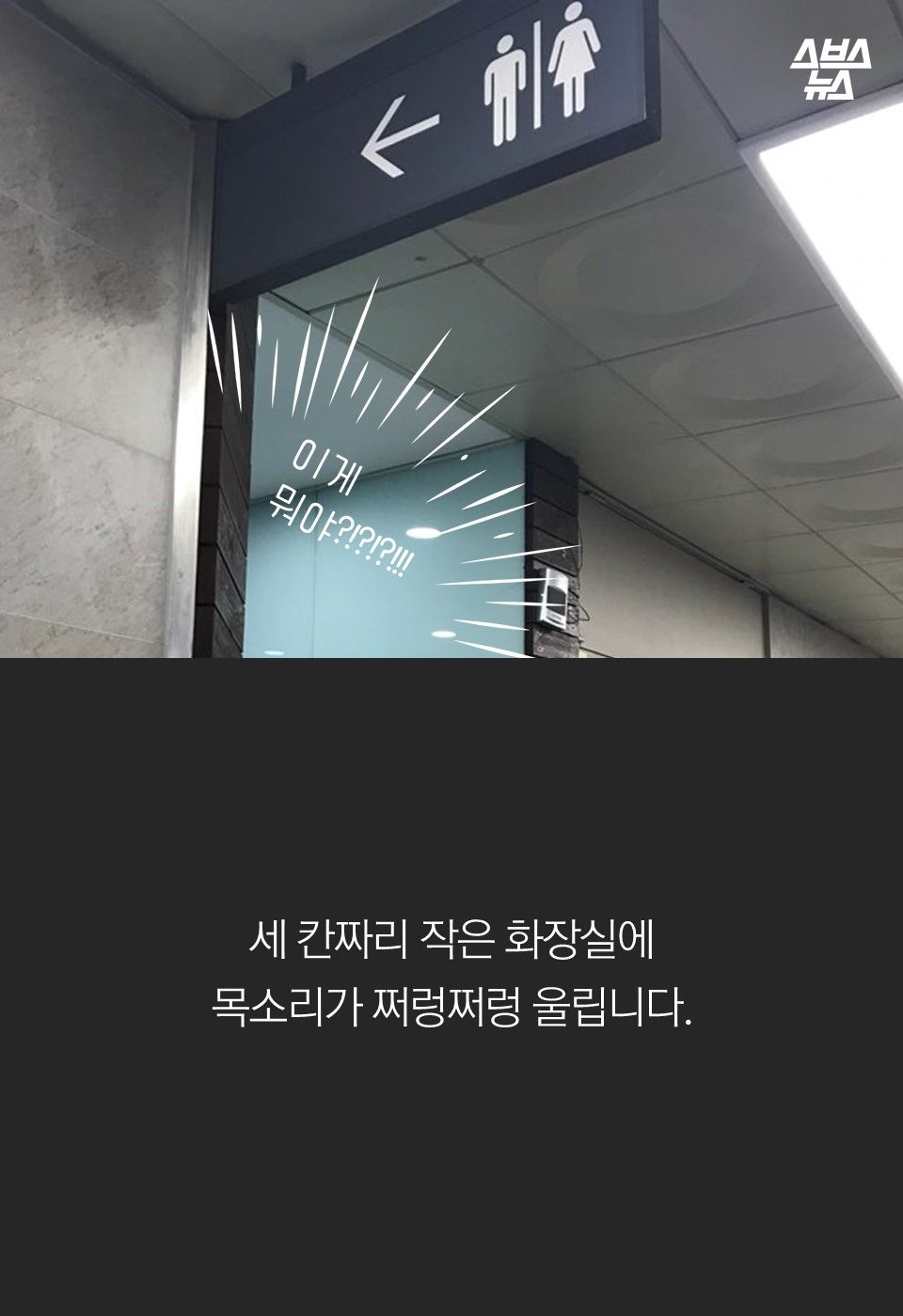 세 칸짜리 작은 화장실에
목소리가 쩌렁쩌렁 울립니다.