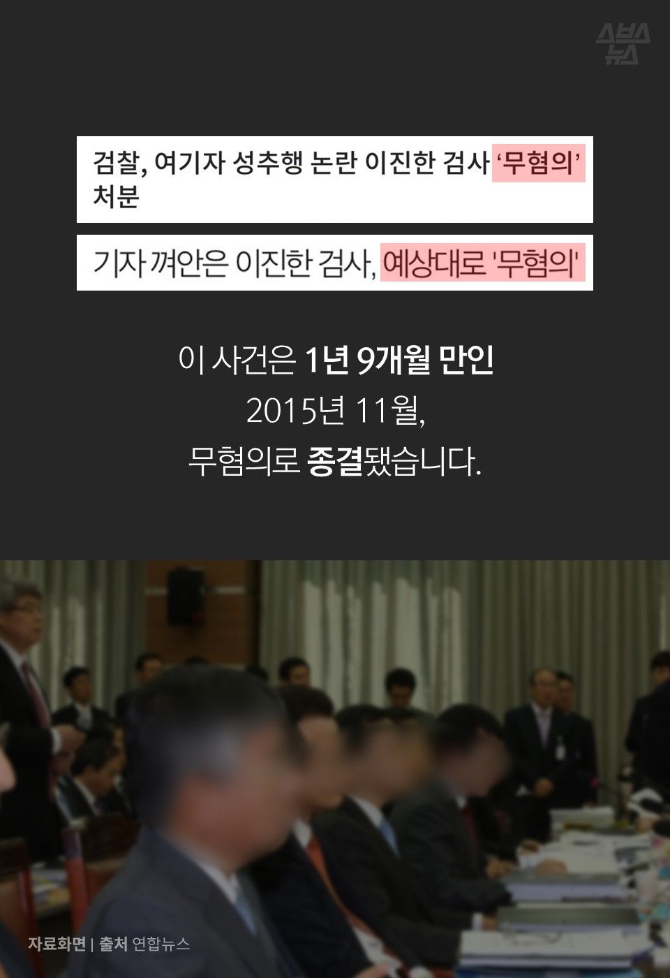 이 사건은 1년 9개월 만인
2015년 11월,
무혐의로 종결됐습니다.