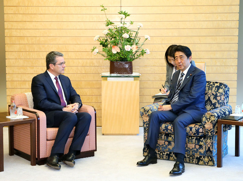 지난해 5월 세계무역기구(WTO) 사무국장 접견