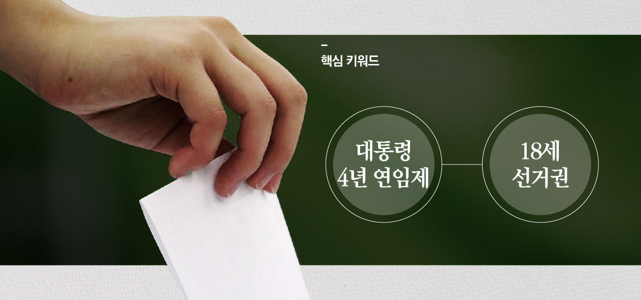 *그래픽
개헌안 주요 내용
핵심 키워드 '대통령 4년 연임제와 18세 선거권'