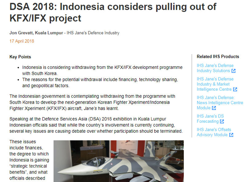 IHS 제인스의 KF-X 기사
