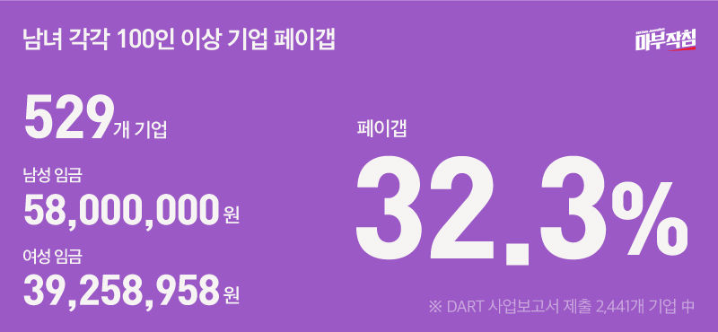 남녀 각각 100인 이상 기업 페이갭