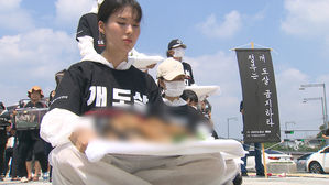 [영상] "개고기 금지법 제정하라" 꽃상여 들고 청와대 행진