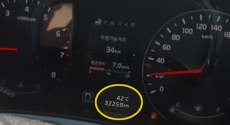 폭염 속 차량 계기판 온도 변화
