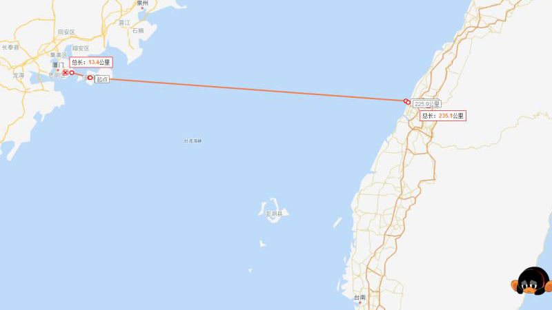 진먼다오가 샤먼과는 13km 차이인데, 타이완 본섬과는 220km가 넘는다