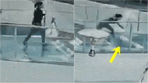 회의에 지각한 직원&hellip;지름길로 뛰어가다 상어 수족관에 '풍덩'