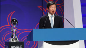 FIFA U-20 월드컵 조 추첨식에서 축사하는 정몽규 축구협회장 (사진=연합뉴스)