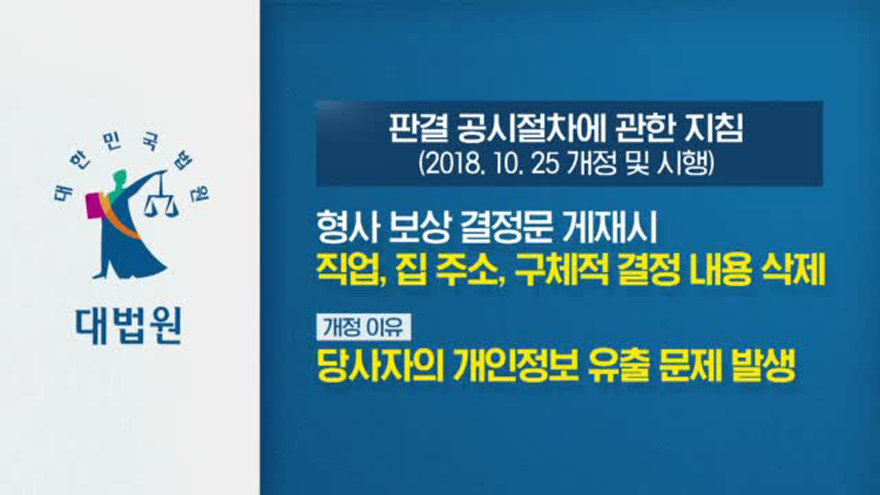 대법원 형사 보상 결정문 게재 개정 지침