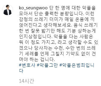 단 한 명에게 쏟아진 악플 분량 공개한 변호사 (사진=고승우 변호사 인스타그램 캡처)