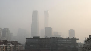 스모그로 자욱한 베이징 도심, 미세먼지
