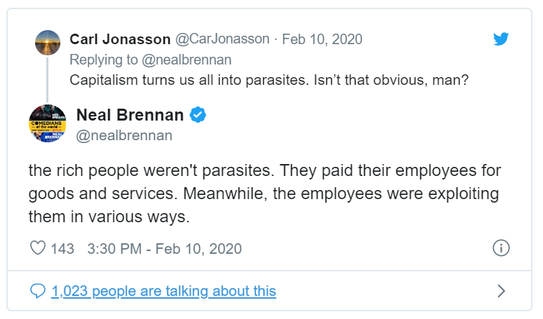 미국 포브스 홈페이지 트위터 대화 (https://www.forbes.com/sites/danidiplacido/2020/02/12/what-is-parasite-really-about/#50232fac2394)