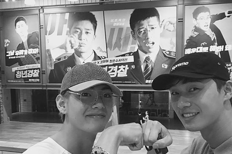 V Spotted in a Group Photo of Park Seo Jun's Drama Team