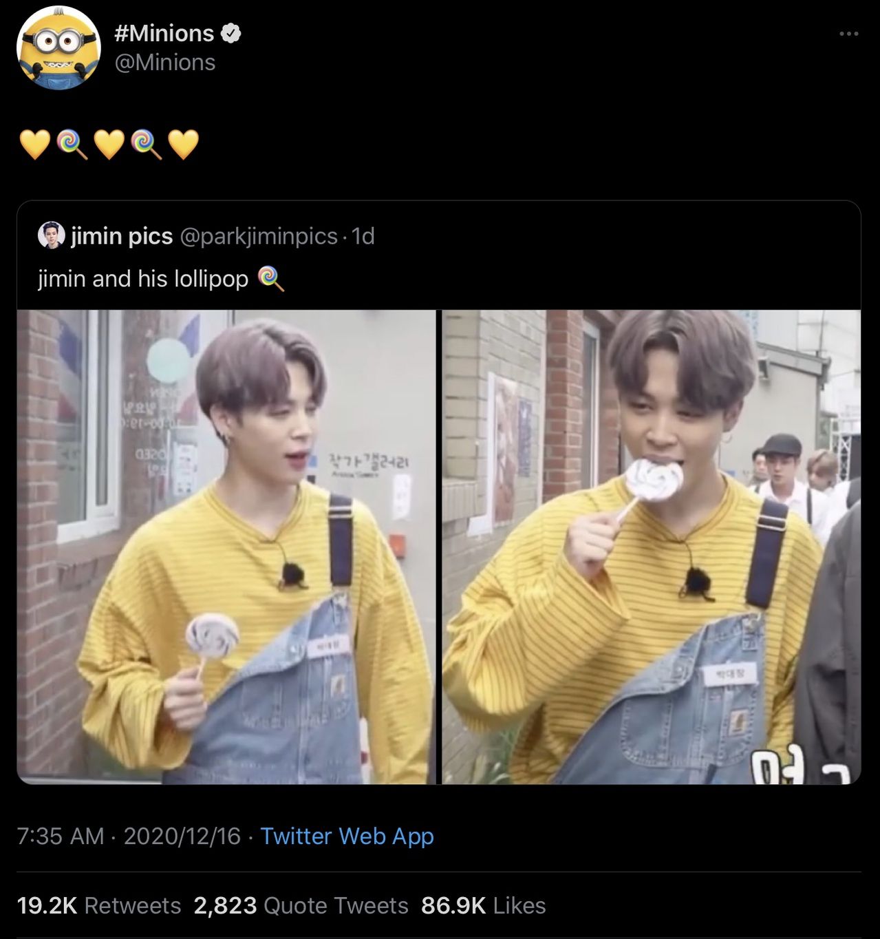 The Minions' Official Twitter Reacts to BTS JIMIN's Recent Outfit