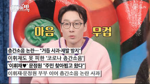 TV조선 '아내의 맛'에서 층간소음 논란에 사과하는 코미디언 이휘재 (사진=V조선 '아내의 맛' 캡처, 연합뉴스)