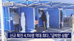12시 주요뉴스 1. 신규확진 4,116명, 역대 최다.."급박한 상황"