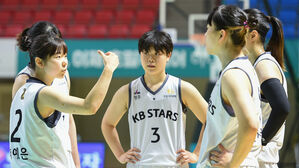 작전 공유하는 KB 선수들 (사진=WKBL 제공, 연합뉴스)
