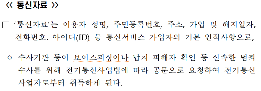 레터용 통신자료