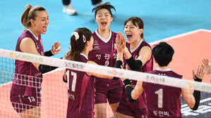 환호하는 KGC인삼공사 선수들 (사진=한국배구연맹 제공, 연합뉴스)