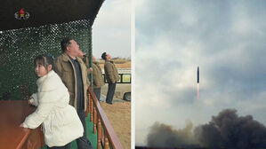 ICBM 발사 참관하는 김정은 국무위원장과 딸