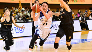 KB전에서 돌파 시도하는 신한은행 김진영(21번) (사진=WKBL 제공, 연합뉴스)