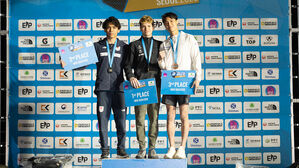 IFSC 스포츠클라이밍 2차 월드컵 남자 볼더링에서 동메달을 따낸 천종원(맨오른쪽) (사진=대한산악연맹 제공, 연합뉴스)