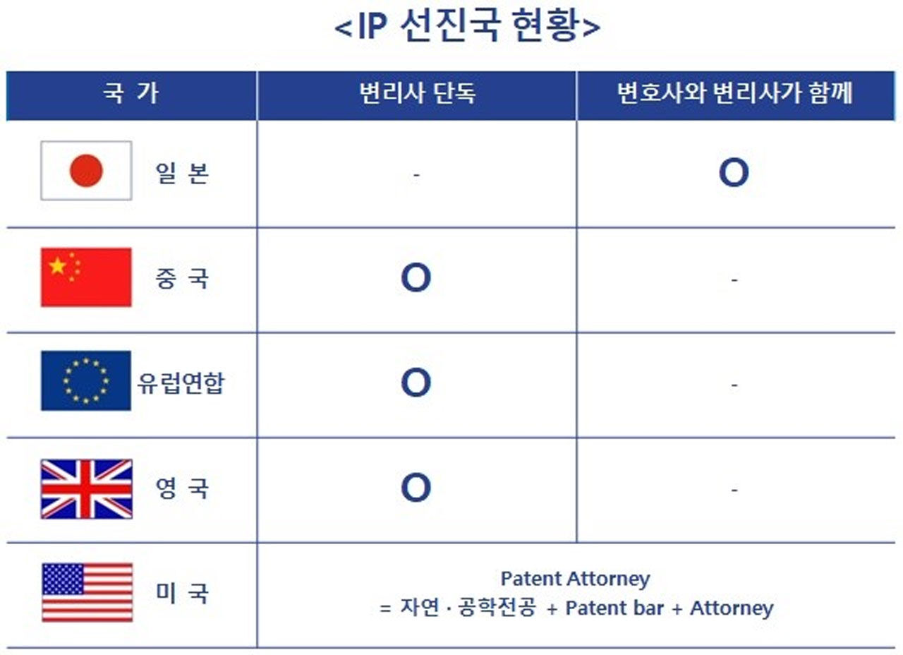 외국의 변리사 소송대리 허용 실태 (자료: 대한변리사회)