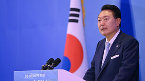 동행 경제인 만찬 간담회에서 격려사를 하고 있는 윤석열 대통령
