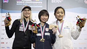 2023 IFSC 세계선수권대회 여자부 리드 종목에서 동메달을 따낸 서채현(맨오른쪽) (사진=AP, 연합뉴스)