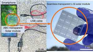 스마트폰 화면에 부착해 배터리 충전 가능한 투명 태양전지 개발(사진=UNIST 제공)