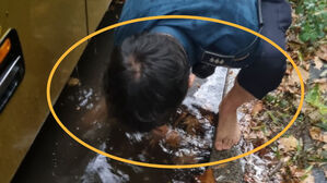 손으로 배로 뚫은 경찰관 (사진=영등포경찰서 제공)