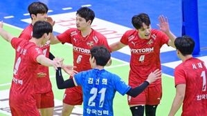 5연패 벗어난 한국전력 선수단 (사진=한국배구연맹 제공)