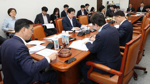 28일 국회 행정안전위원회에서 열린 제1차 예산&middot;결산기금심사소위원회의에서 더불어민주당 소속 위성곤 소위원장이 2025년도 제1회 추가경정예산안을 상정하고 있다.(사진=연합뉴스)