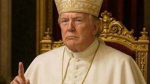 "교황 되고 싶다"더니&hellip;십자가 목걸이에 예복 입은 트럼프?