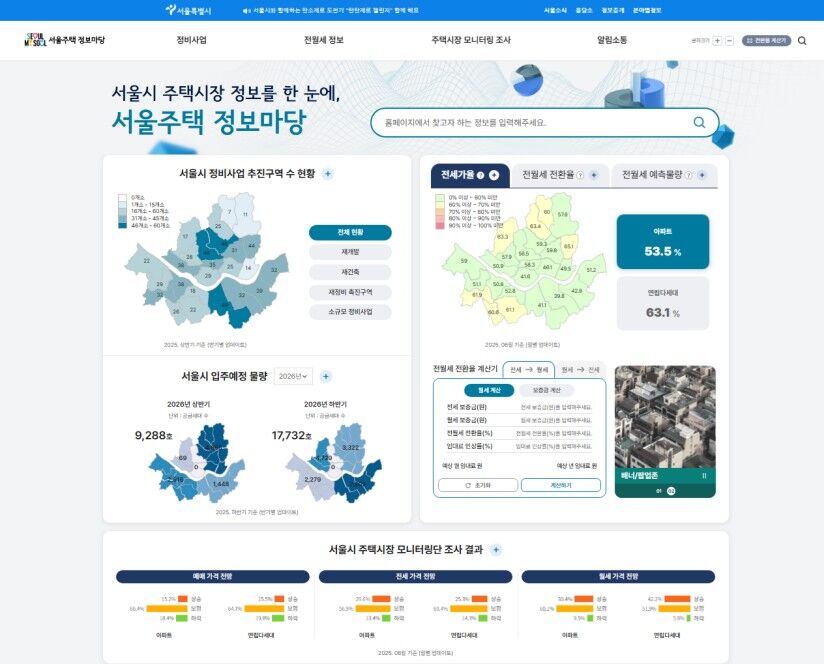'서울주택 정보마당' 메인 화면 모습 (사진=서울시 제공, 연합뉴스)
