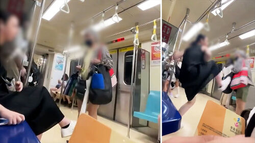 짐 잔뜩 든 할머니가 '툭툭'…발로 막더니 걷어찬 승객