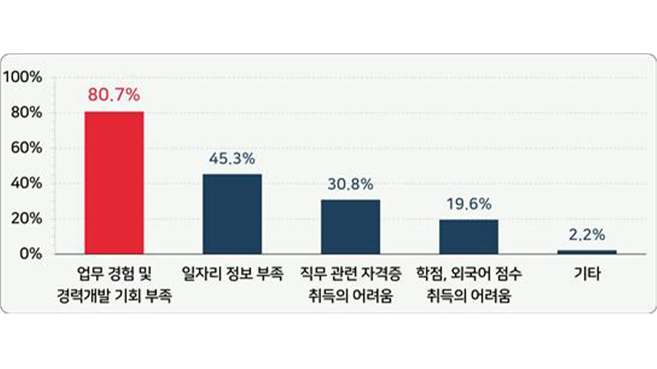 취업 준비 과정에서 느끼는 가장 큰 애로사항 (복수응답) (사진=한국경영자총협회 제공, 연합뉴스)