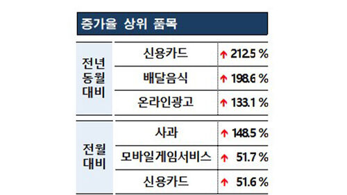 증가율 상위 품목 (사진=한국소비자원 제공, 연합뉴스)