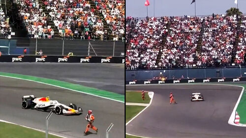 경주차 달리는데 불쑥 난입…아찔했던 상황