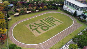 학교 운동장 잔디에 새긴 '수능대박'