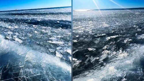 날아와 켜켜이 쌓인 얼음…'겨울왕국' 실사판?